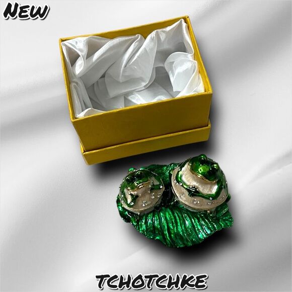 New NIB Vintage Double Frog Trinket Box Collectible – Tchotchke in Gift Box - Picture 7 of 9
